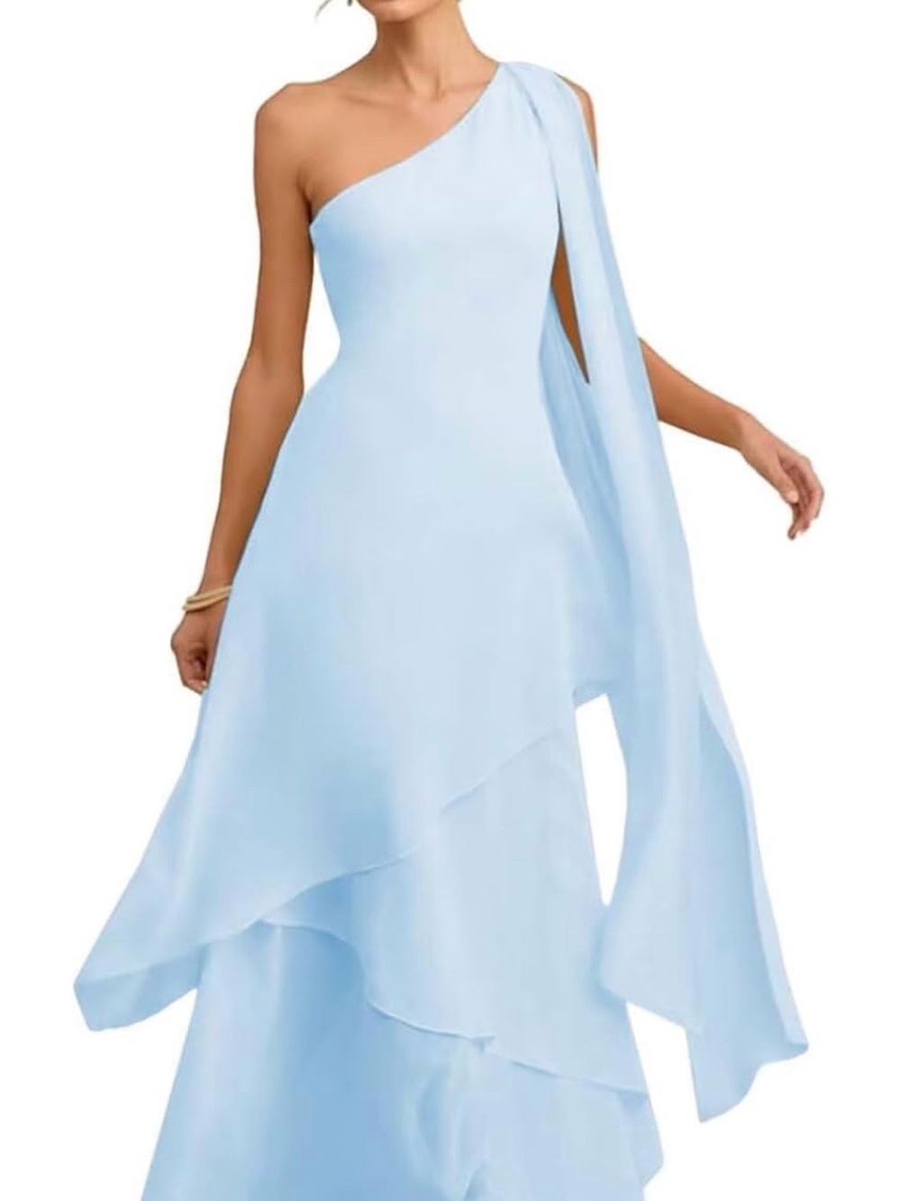 Amazon One-Shoulder Sky Blue Formal Gown